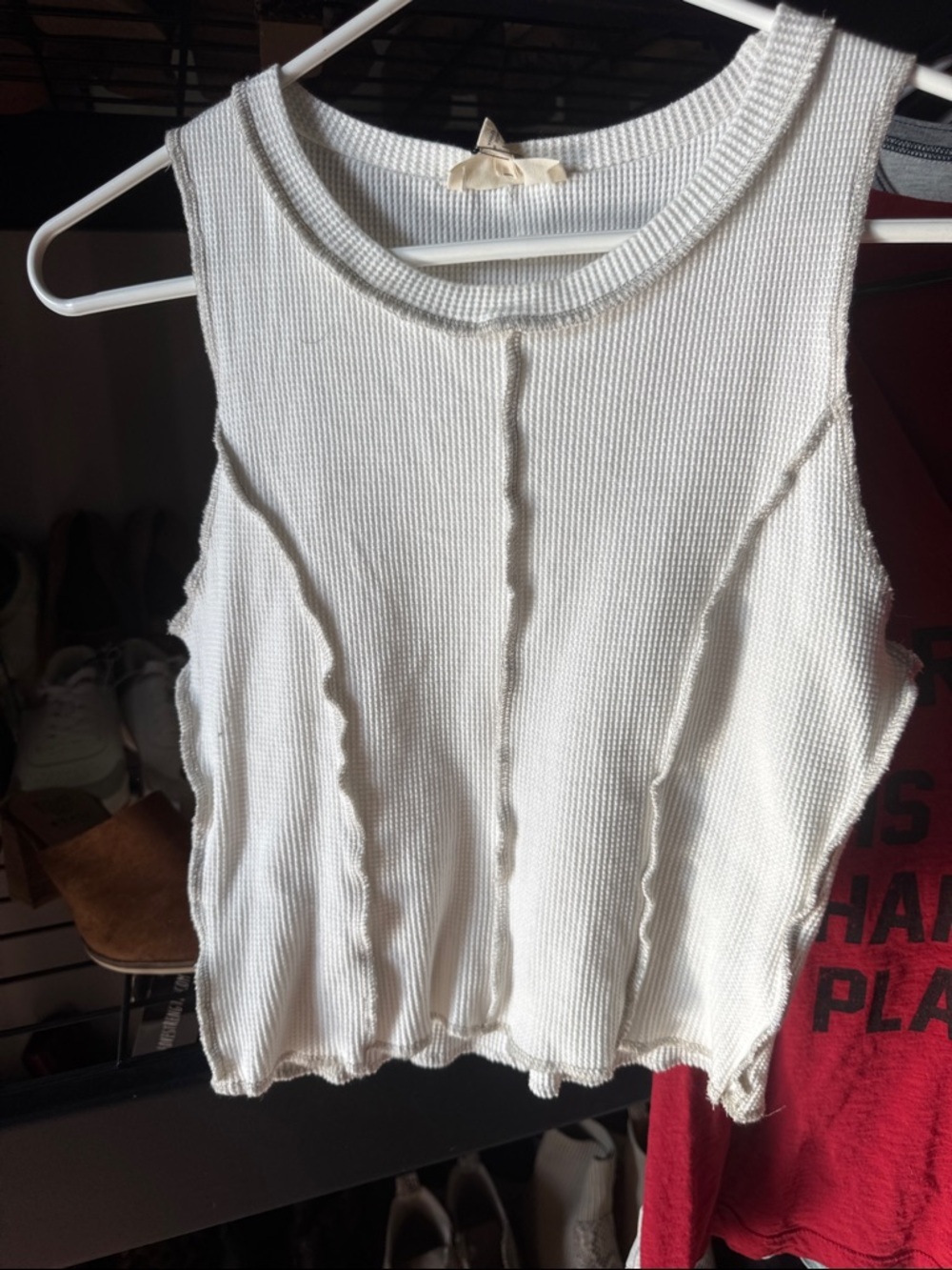 Promesa Cream Ribbed Tank Top
